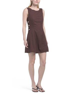 ATLANTIC Linen Blend Bead Mini Shift Dress